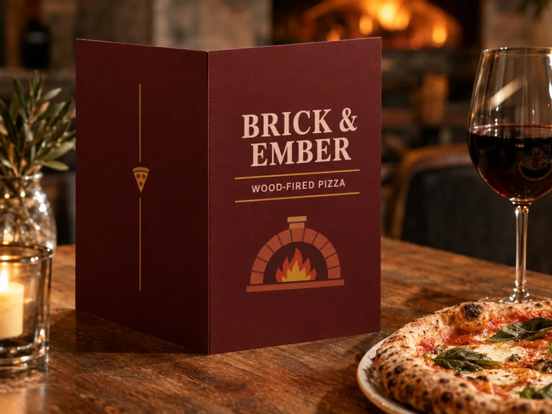 Brick & Ember pizza menu, typical version